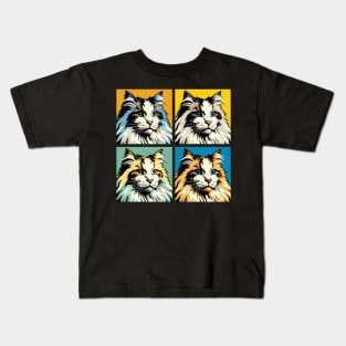 Domestic Medium Hair Pop Art - Cat Lovers Kids T-Shirt